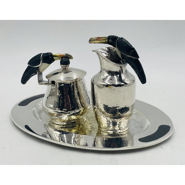 1980s 1980s Silver Plated Toucan Tea Service by Emilia Castillo for Los Castillo, Mexican Set of 3 For Sale - Image 5 of 18