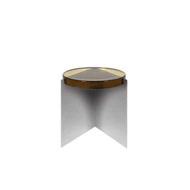 Early 21st Century Alwa One Side Table with Amber Top & Brushed Stainless Steel Base by Sebastian Herkner for Pulpo For Sale - Image 5 of 5