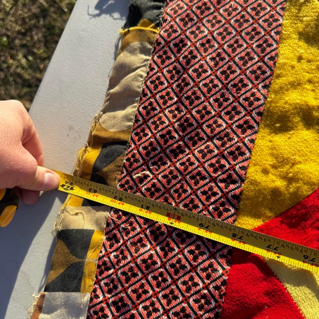 1970s Funky Patterned Handcrafted Patchwork Quilt For Sale - Image 4 of 8