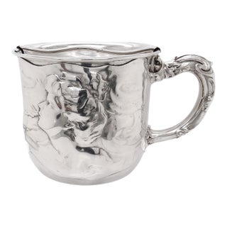 Antique American Art Nouveau Unger Bros. Sterling Silver Shaving Mug With Insert For Sale