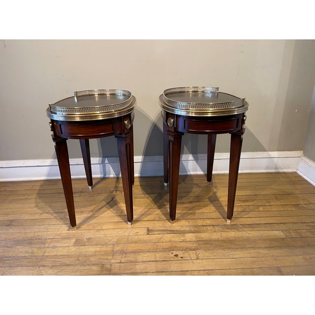 Brown Pair of Vintage Walnut Regency-Style Side Tables For Sale - Image 8 of 10