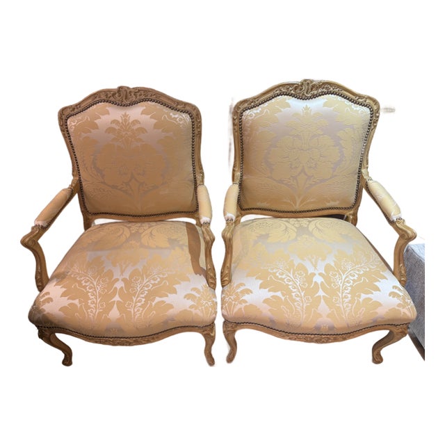 Mid 20th Century Pair of French Bergères Attributed to Maison Jansen For Sale