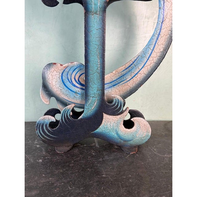 Vintage Folk Art Carved Whale Kinetic Sculpture on Stylized Ocean Base For Sale In Los Angeles - Image 6 of 10
