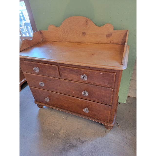 Late 19th Century Antique Pine Two Drawers Over Two Drawers - Chest of Drawers With Gallery Back - From England For Sale - Image 5 of 12