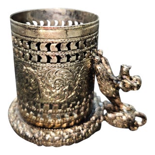 Antique Putti Brass Cocktail Picks Holder - Appetizer/Perfume/Lipstick/Tooth Pick Holder For Sale