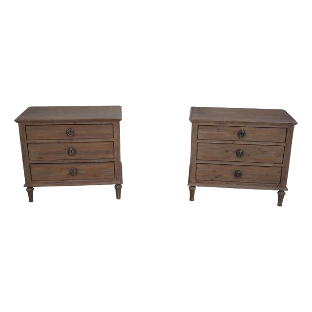 Pair Restoration Hardware Weathered Wood Rustic Nightstands For Sale