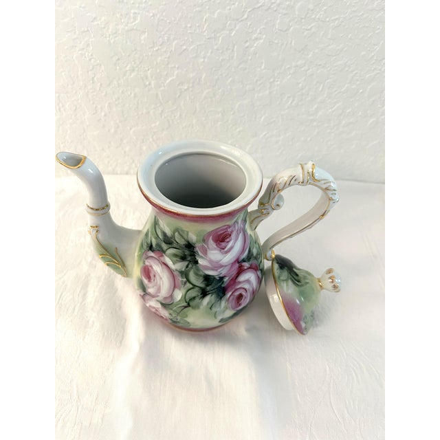 Ceramic Vintage Hand-Painted Rose Coffee Pot For Sale - Image 7 of 7