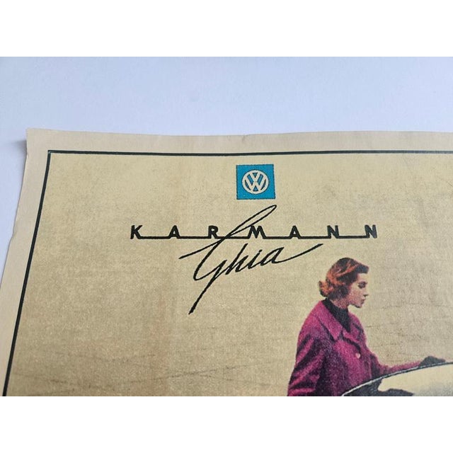 Art Deco Volkswagen Karmann Coupé Automobile Advertising Poster, 1930s For Sale - Image 6 of 8