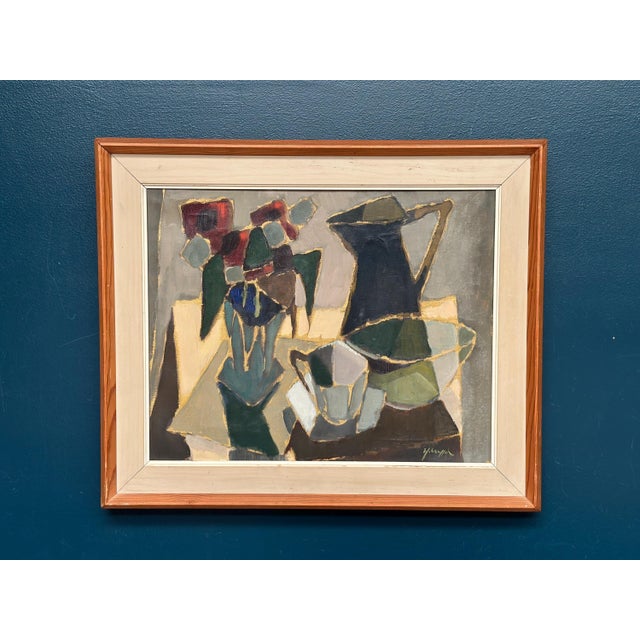 Sven Johansson, Cubist Still Life, 1960s, Oil Painting on Panel, Framed For Sale - Image 17 of 18