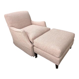 Highland House Dorset Skirted Swivel Chair & Ottoman For Sale
