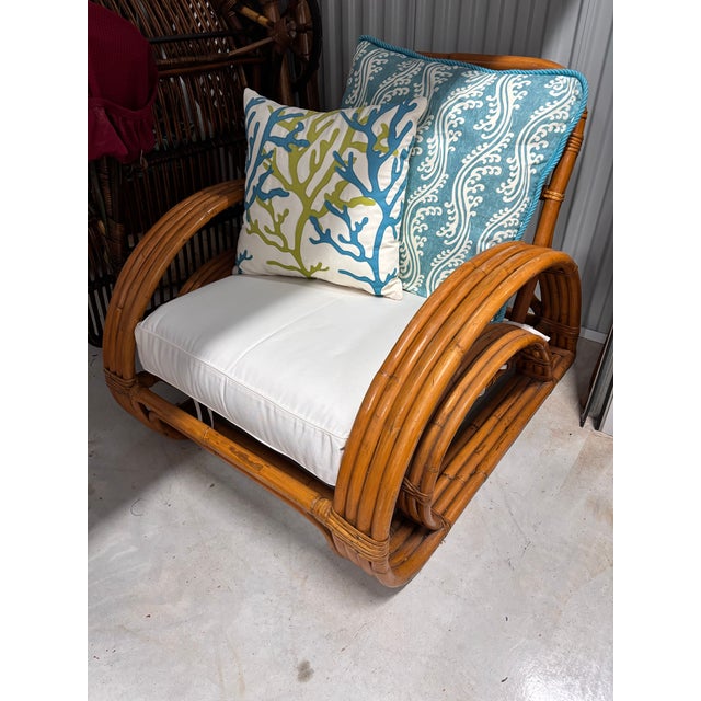 Wood Vintage Rattan, Double Loop Bamboo Sofa and Chair Set For Sale - Image 7 of 12