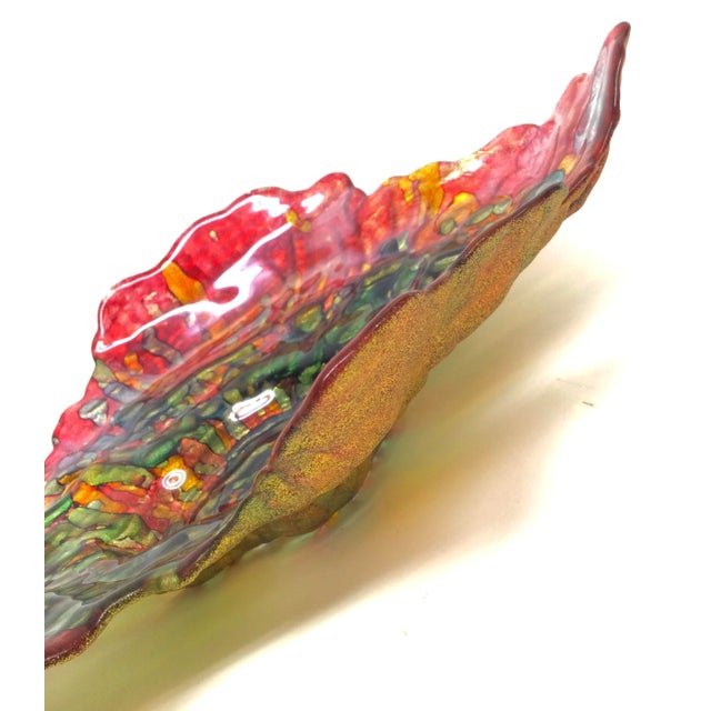 Red Artisan Hand Blown Glass Art Coffee-Table Bowl For Sale - Image 8 of 12