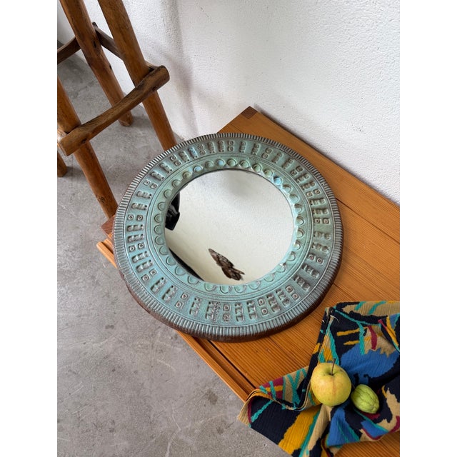 Blue Vintage Italian Ceramic Art Mirror, 1990s For Sale - Image 8 of 18