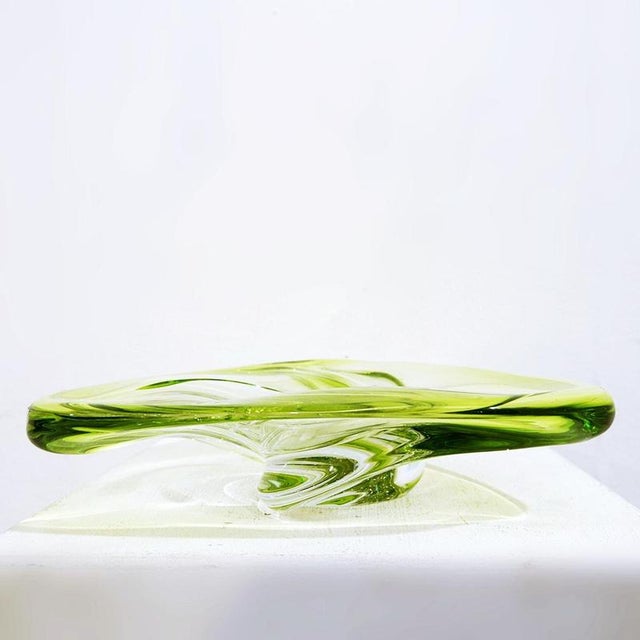 Green Mid-Century Crystal Fruit Bowl from Val Saint Lambert, Belgium, 1960s For Sale - Image 8 of 8