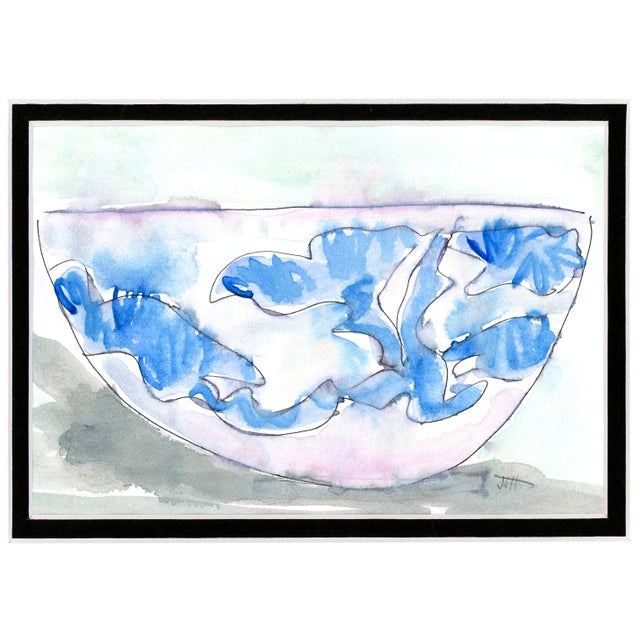 Contemporary "Abstract Vintage Bowl" Contemporary Original Watercolor and Ink For Sale - Image 3 of 5