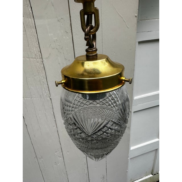 Vintage Stalactite Shade With Brass Hanging Fixture For Sale - Image 4 of 8