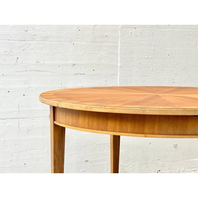 Round Extendable Cherrywood Table with Star Veneer, 1950s For Sale - Image 11 of 16