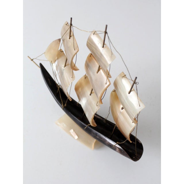 Bone Mid-Century Italian Genuine Horn Ship Model For Sale - Image 7 of 13