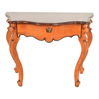 Baker Furniture Italian Provincial Louis XV Carved Maple Console or Entry Table For Sale
