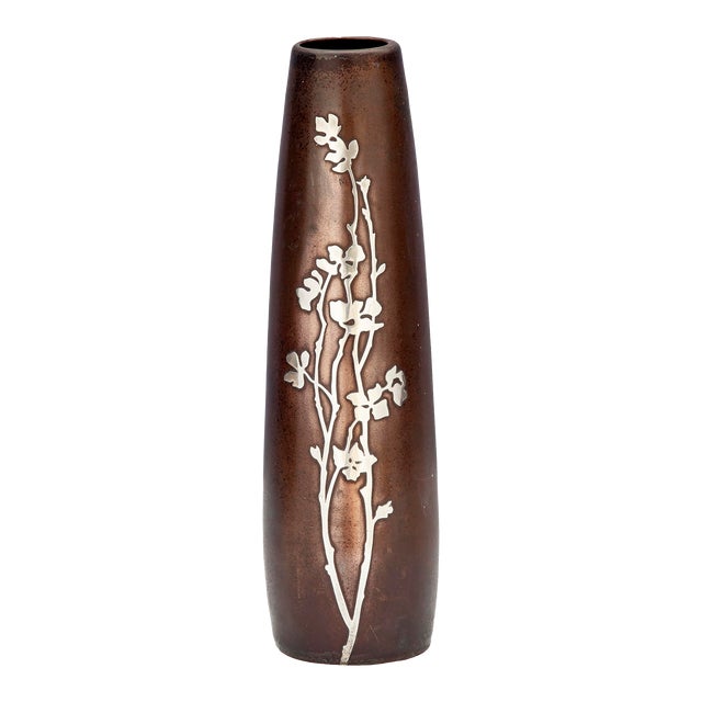 Early 20th Century Bronze & Sterling Silver Flower Vase For Sale