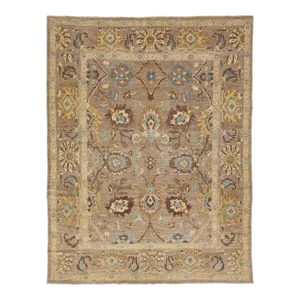 Brown Room Size Modern Sultanabad Wool Rug Allover Pattern