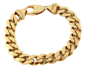 Cuban Link 14k Yellow Gold 12mm Wide Bracelet