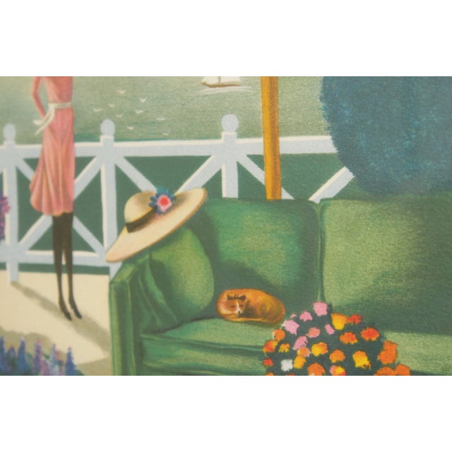 Green Late 20th Century Patio Overlooking the Sea Framed Print by Alain Bonnec For Sale - Image 8 of 12