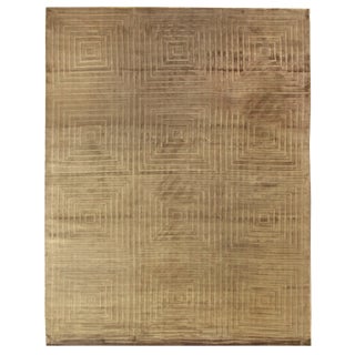 Derby Hand loom Viscose Beige Rug-6'x9" For Sale