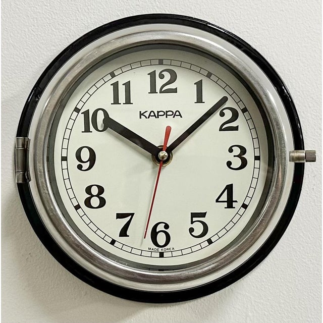 Metal Vintage Black Kappa Maritime Wall Clock, 1980s For Sale - Image 7 of 18