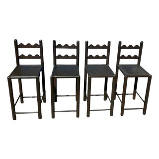 Solid Oak Country French Counter Stools-4 For Sale