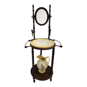 Early 20th Century Vintage Victorian Style Washstand With Pitcher and Bowl - Set of 3