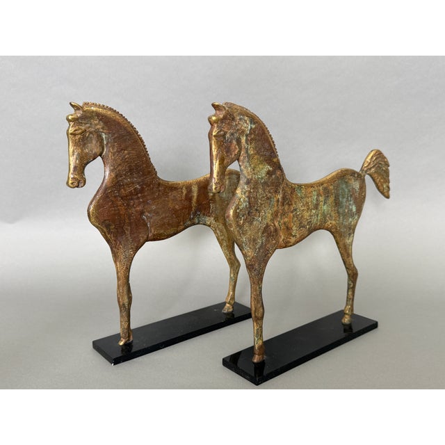 Art Deco Vintage Heavy Bronze Standing Horse Equestrian Sculpture Book Ends Argentina For Sale - Image 3 of 12