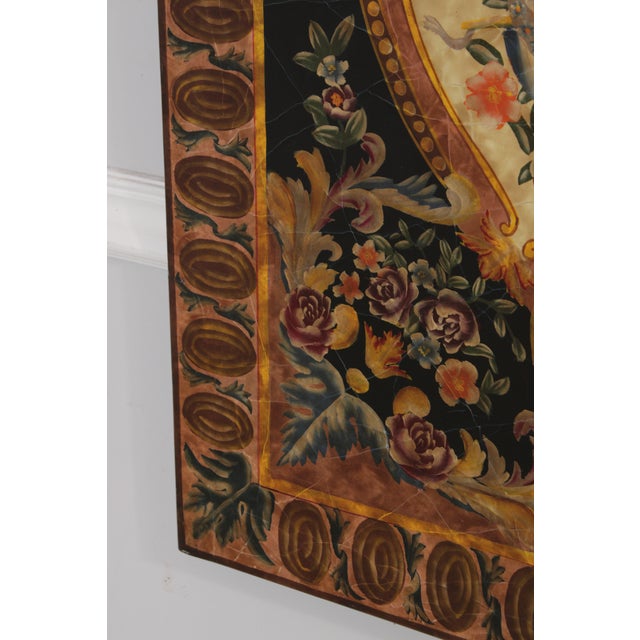 Maitland Smith Painted Tapestry Design Wall Panel For Sale - Image 12 of 14