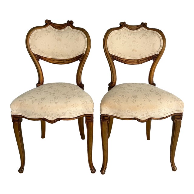 Pair of 19th Century French Transitional Louis Xv–xvi Style Water-Gilded Side Chairs For Sale