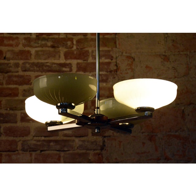 Art Deco Chandelier in Chrome-Plated Steel and Glass from Napako, Czech, 1930s For Sale - Image 11 of 12