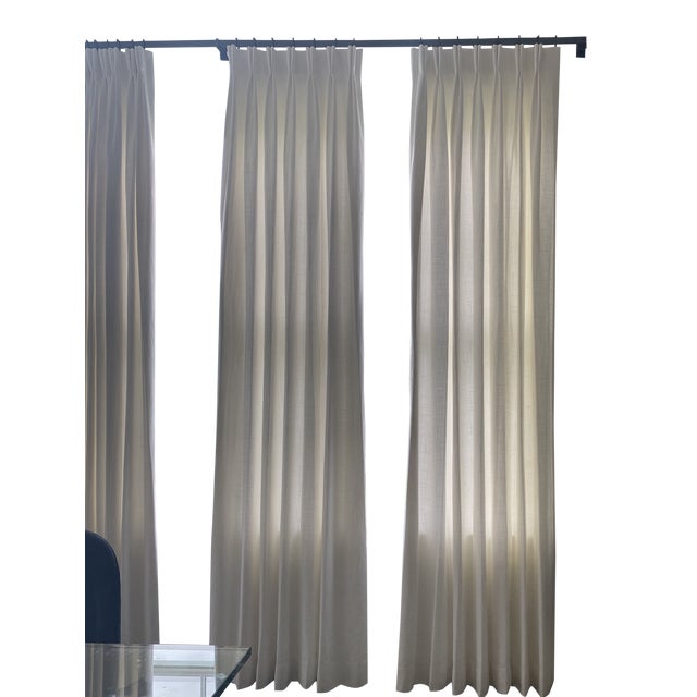 Pleated Restoration Hardware Belgian Textured Linen Drapery Panels a