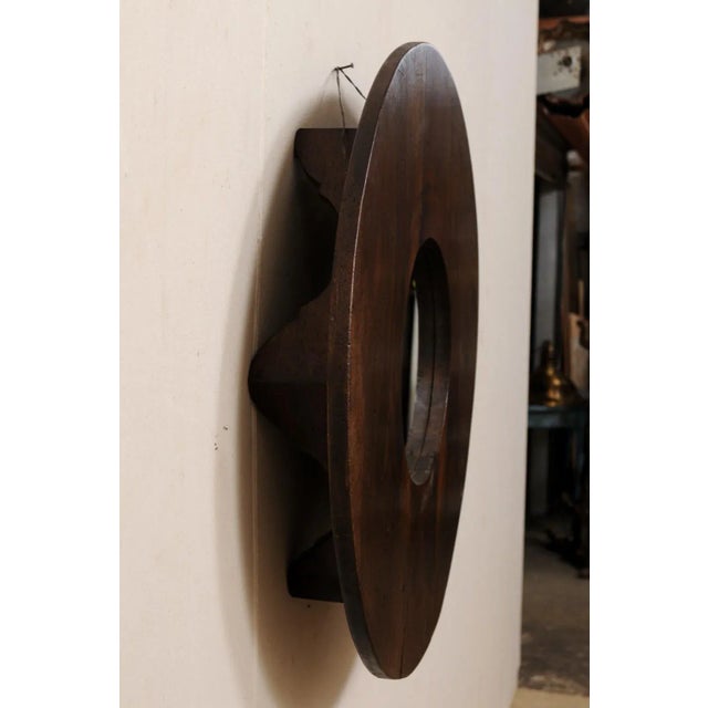 Early 21st Century African Brown Wood Round Mirror For Sale - Image 5 of 11