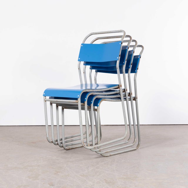 Blue Tubular Metal Outdoor Dining Chairs from Pel Cox, 1950s, Set of 6 For Sale - Image 8 of 18