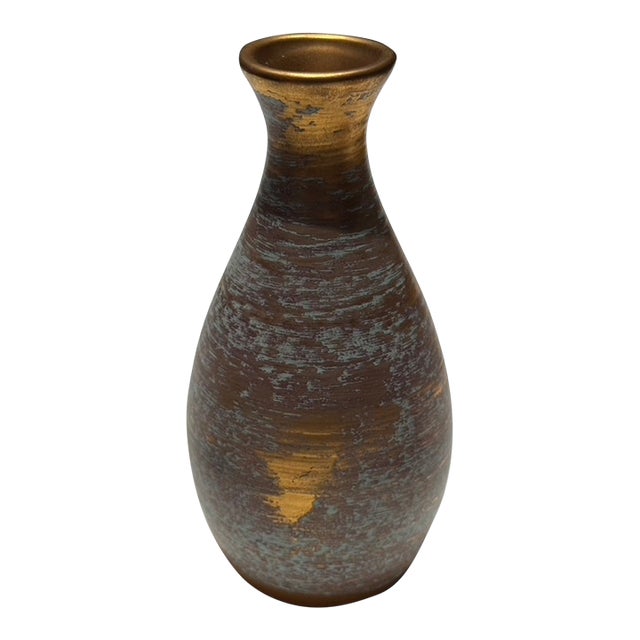 Mid-Century Modern Stangl Pottery "Antique Gold" Scratched Glaze Bud Vase, Shape 3981 For Sale