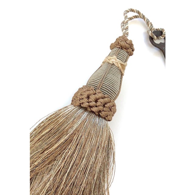 Sage Green Key Tassels With Looped Ruche - a Pair For Sale - Image 4 of 12