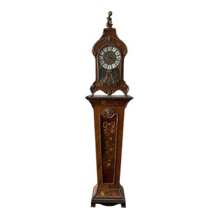 Antique Italian Louis XV Style Marquetry & Bronze Pedestal Clock - C. 1920 (2-Piece Set) For Sale