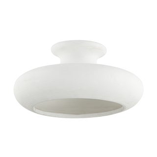 Hudson Valley Lighting Annie 16 in. 1 Light Semi Flush in Aged Brass and Ceramic White Limewash Finish For Sale