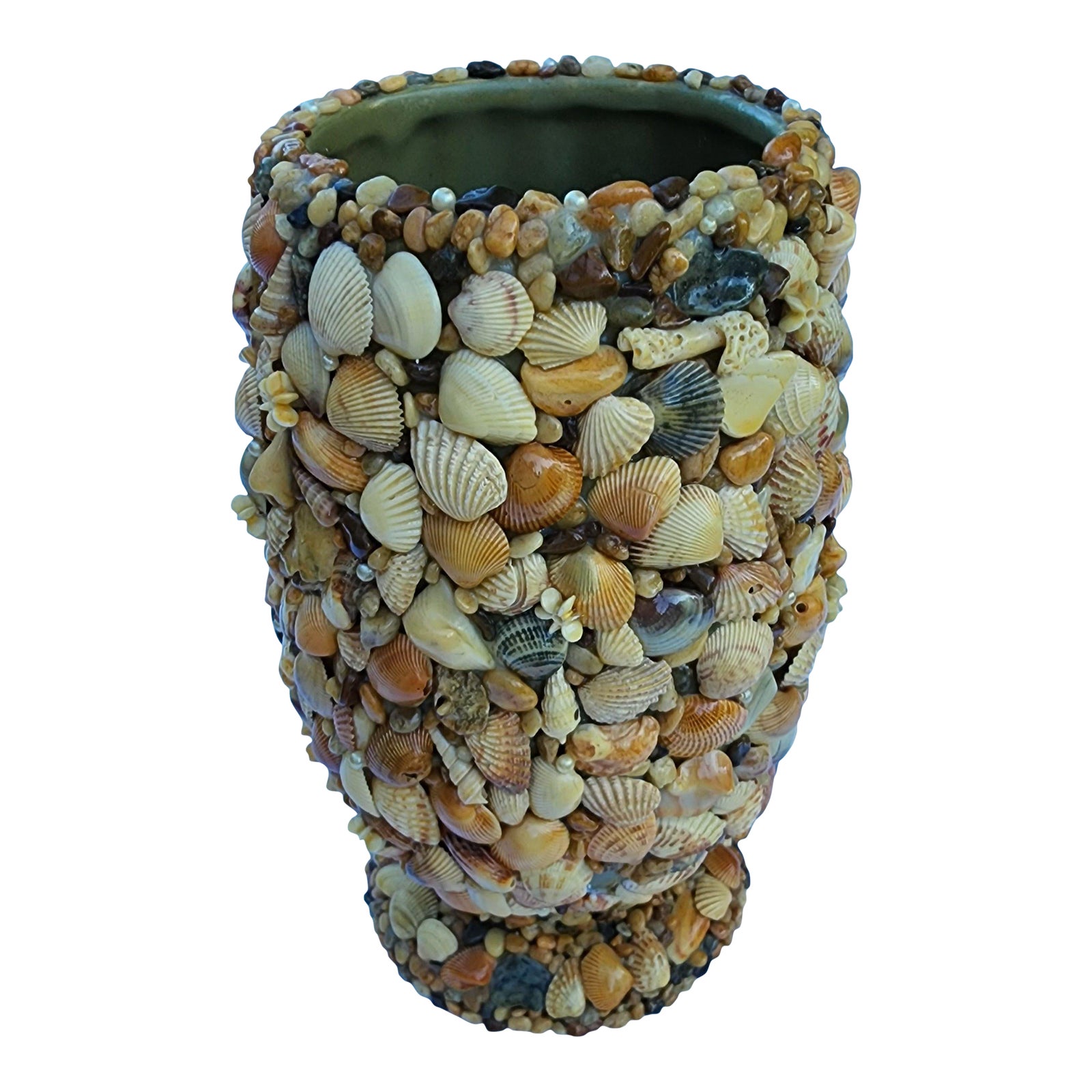 Shell Encrusted MidCentury Handcrafted Vase 10" Chairish