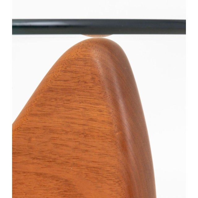 Noguchi Style Glass Top & Wood Coffee Table For Sale In New York - Image 6 of 8