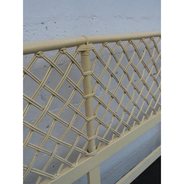 Hollywood Regency Faux Bamboo Posted Painted King Size Headboard 6681 For Sale - Image 4 of 16