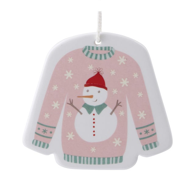 Kenneth Ludwig Chicago Ceramic Snowman Ornament Set of 12 For Sale - Image 4 of 5