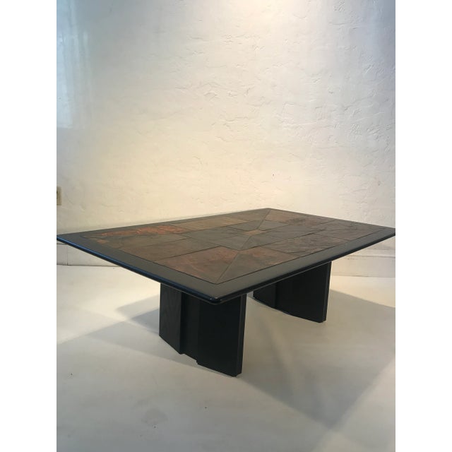 Wood Mid-Century Modern Design Slate Stone Coffee Table For Sale - Image 7 of 8