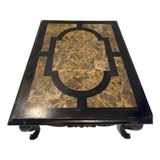 Vintage Maitland Smith Coffee Table - Solid Wood With Marble Tessellated Inlay For Sale