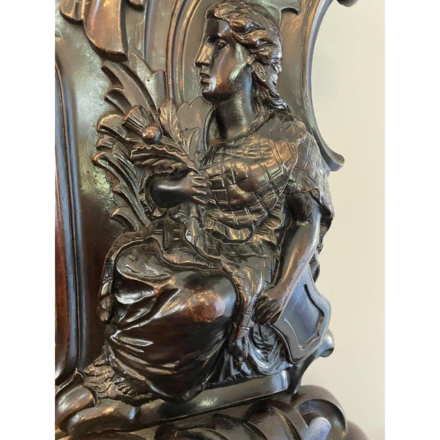 Brown Large Antique Victorian Console Table in Carved Mahogany with Mirror Back For Sale - Image 8 of 18