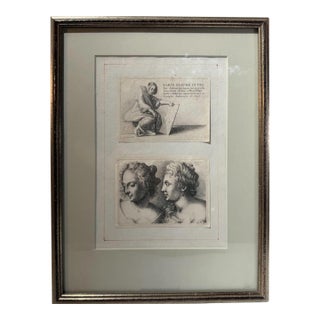 17th Century Wenceslaus Hollar "Varie Figurae" Signed Etchings After Da Vinci — Sequentially Framed Diptych For Sale